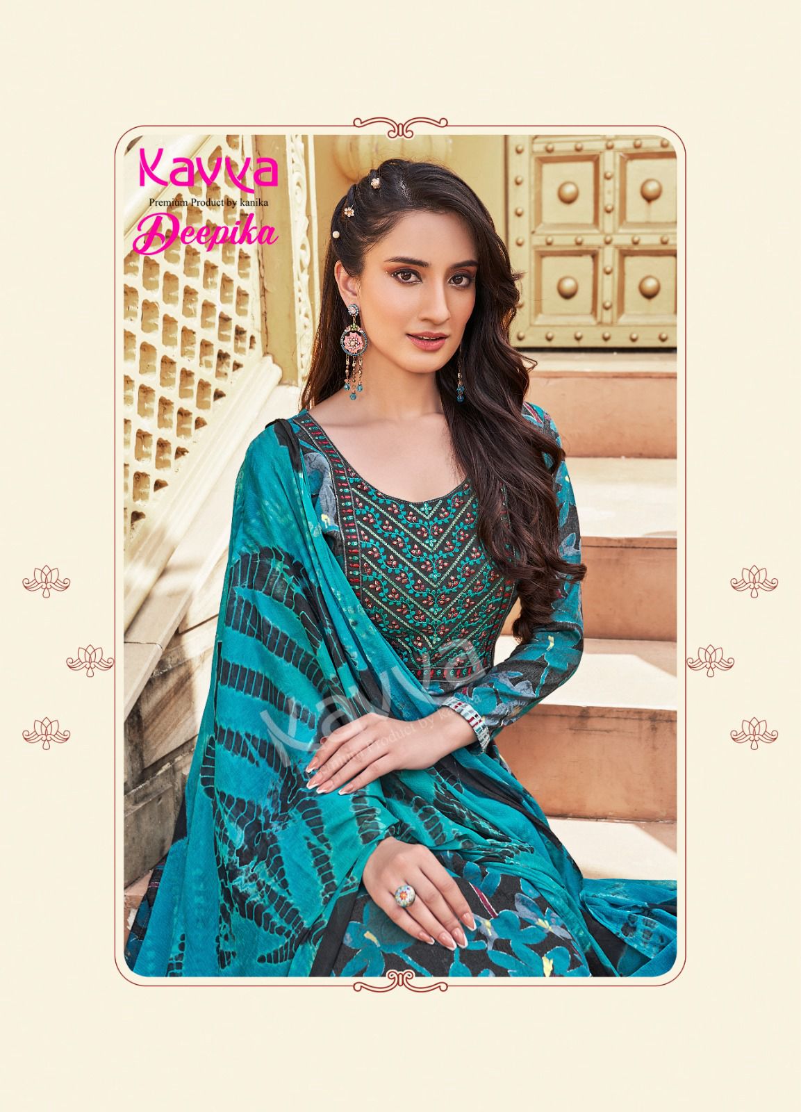 Kavya Deepika Vol 7 Embroidery Straight Cut Kurti With Bottom Dupatta